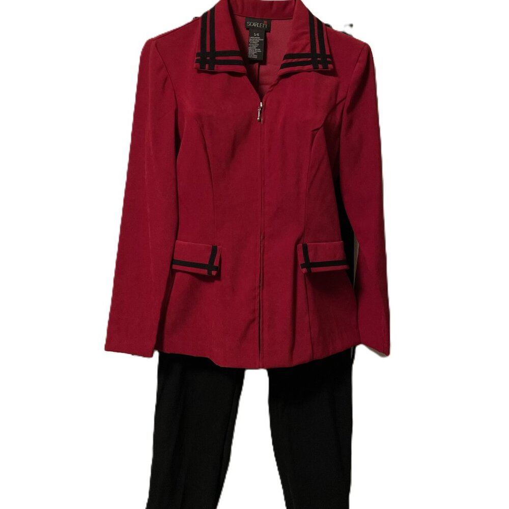 Women's Scarlett 2 piece Red with Black Accents Pantsuit Size 5/6